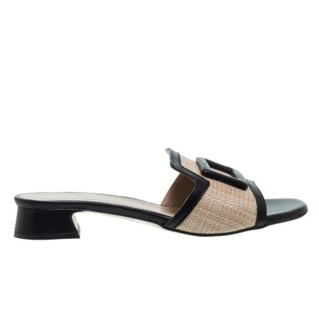 MOURTZI BLACK-BEIGE ΨΑΘΙΝΑ MULES
