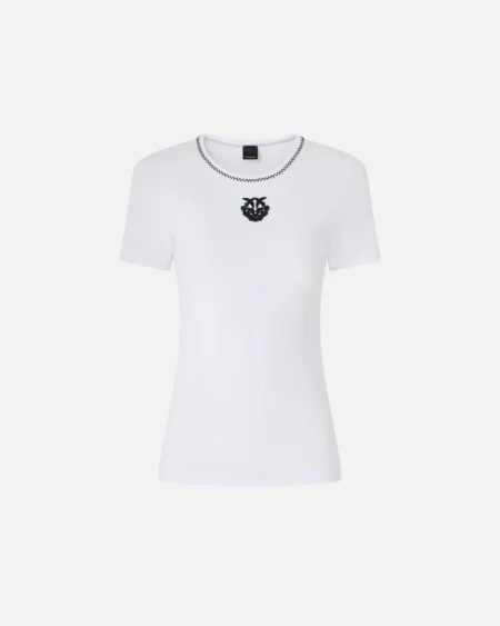Ριμπ t-shirt με κέντημα Love Birds