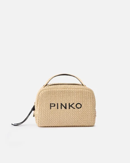 Pinko Μικρό νεσεσέρ από rafia με λογότυπο και χερούλι