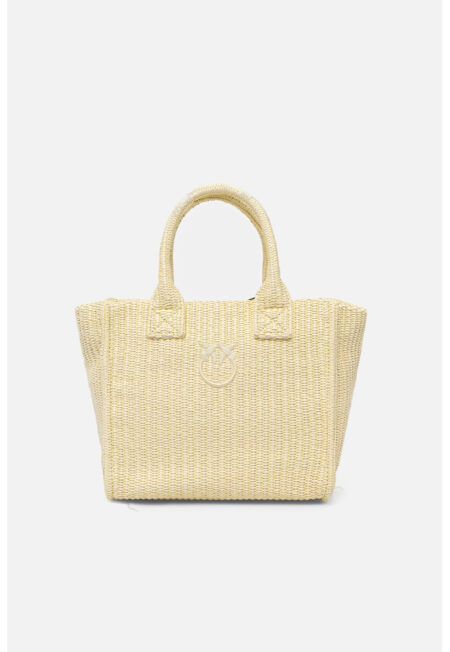 Pinko Μικρή τσάντα shopper Beach από rafia με λογότυπο Love Birds